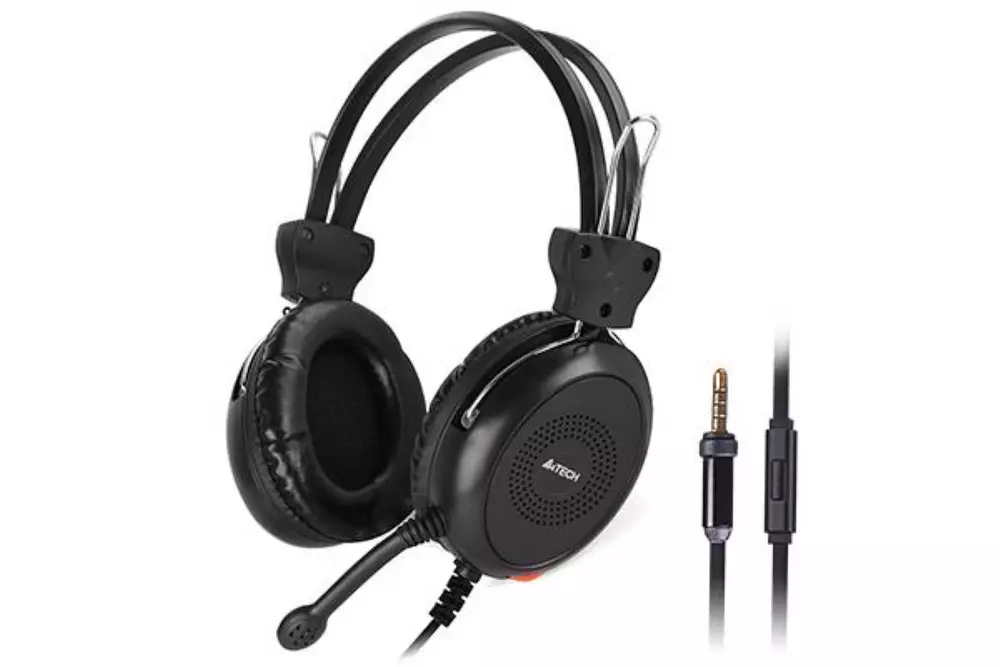 Слушалки A4TECH HS-30i, 3.5мм стерео жак, Черен