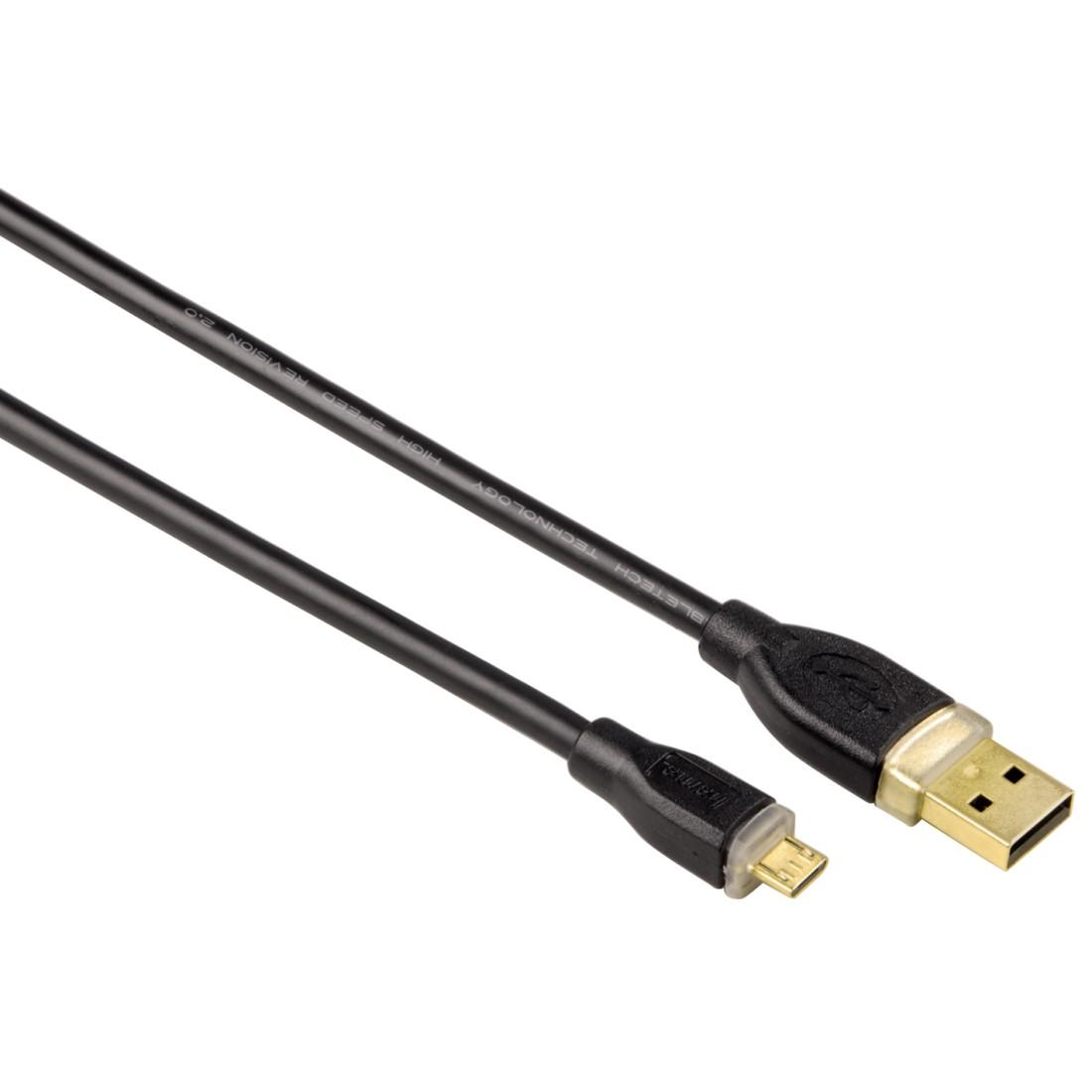 Кабел HAMA 200608 micro-USB 2.0 1.5 м., Черен, позлатен, екраниран