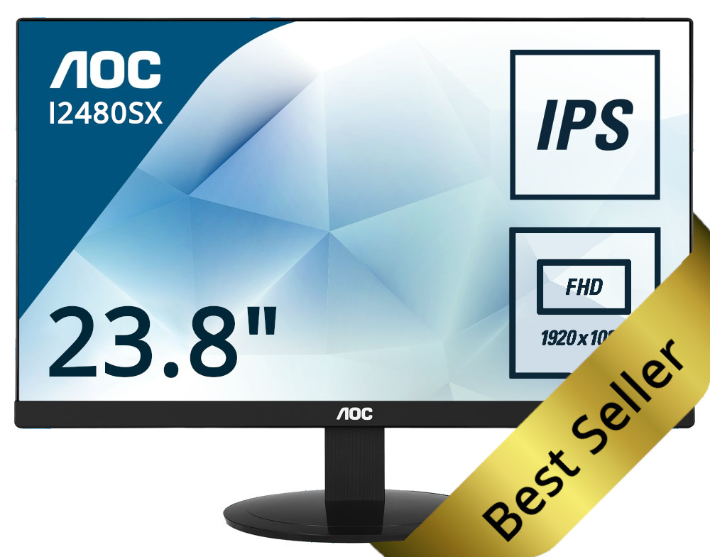 Монитор AOC 23.8" I2480SX, FullHD (1920x1080), IPS, 60Hz, 5ms, DVI, VGA