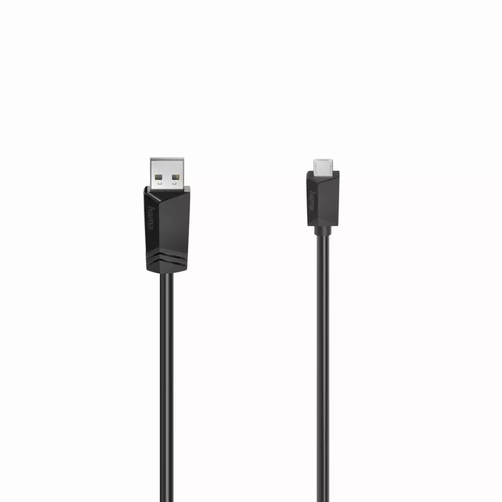 Кабель HAMA USB 2.0- micro USB, Позолоченные разъемы, 0.75 м., Черный