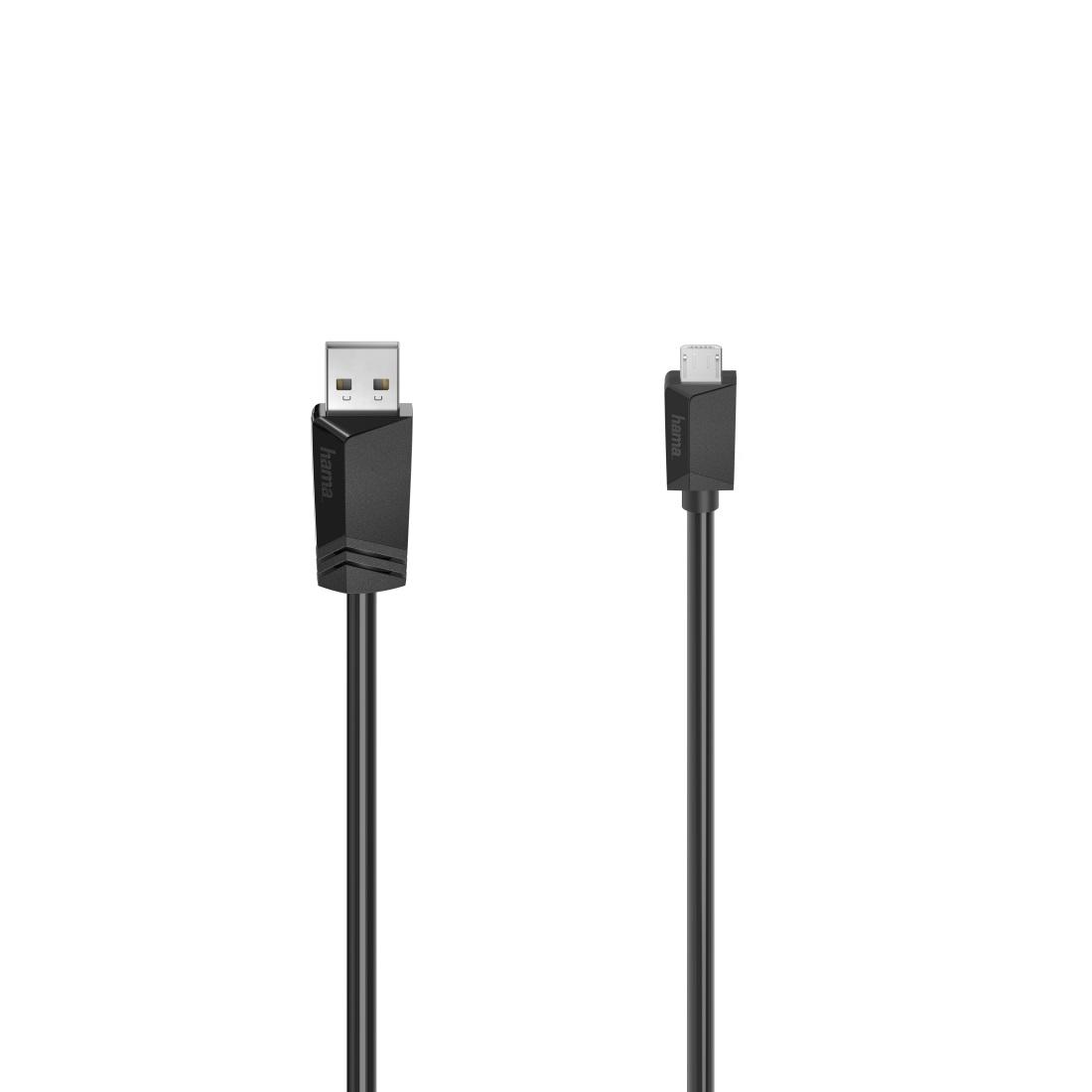 Καλώδιο HAMA USB 2.0- micro USB, Χρυσές υποδοχές, 0.75 μ., Μαύρο