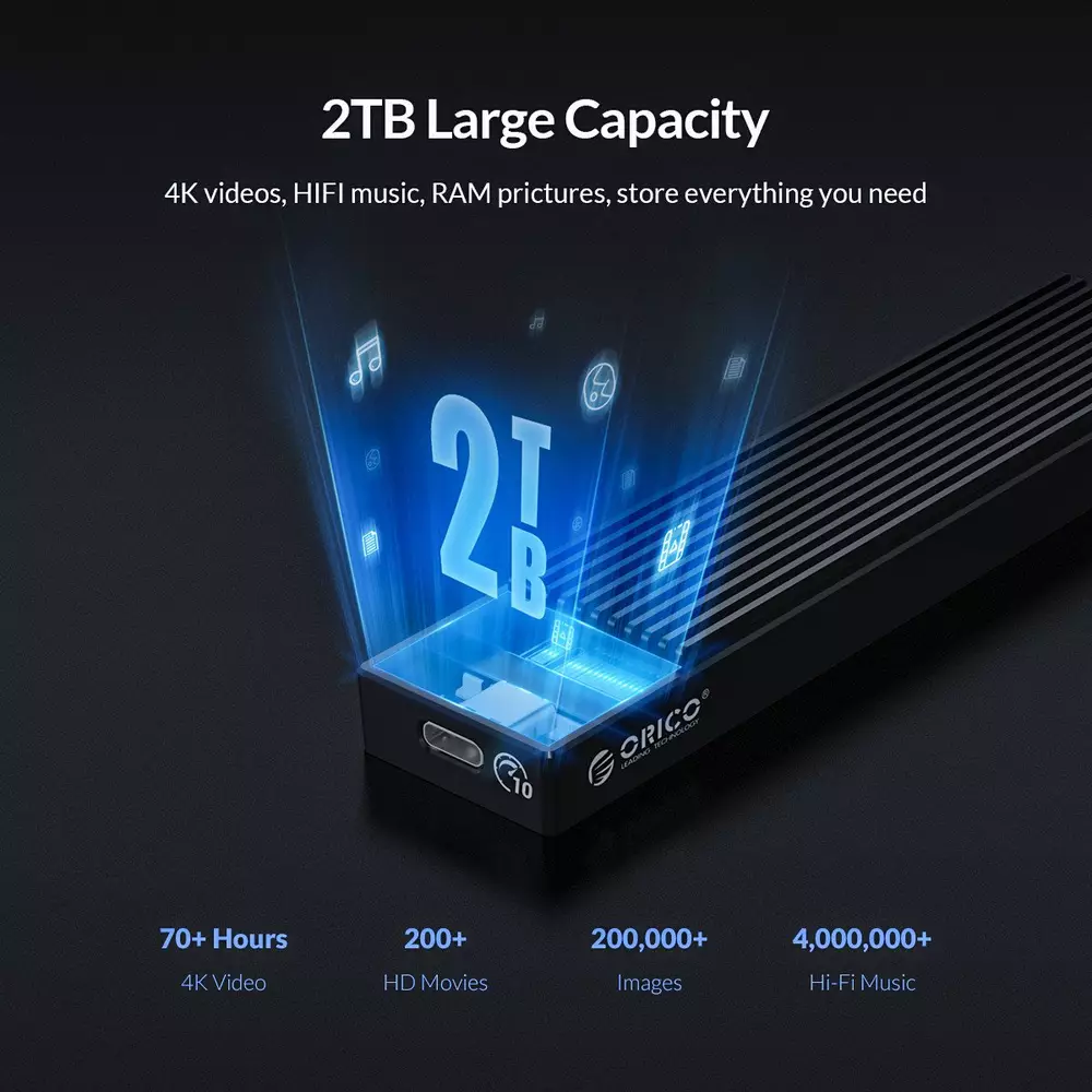 Външна кутия за диск Orico M.2 NVMe M-key 10 Gbps