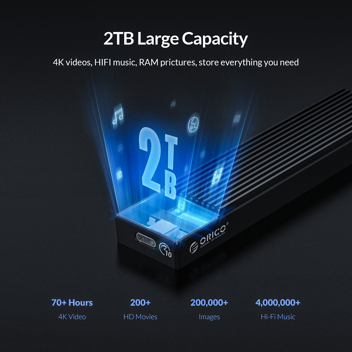 Външна кутия за диск Orico M.2 NVMe M-key 10 Gbps