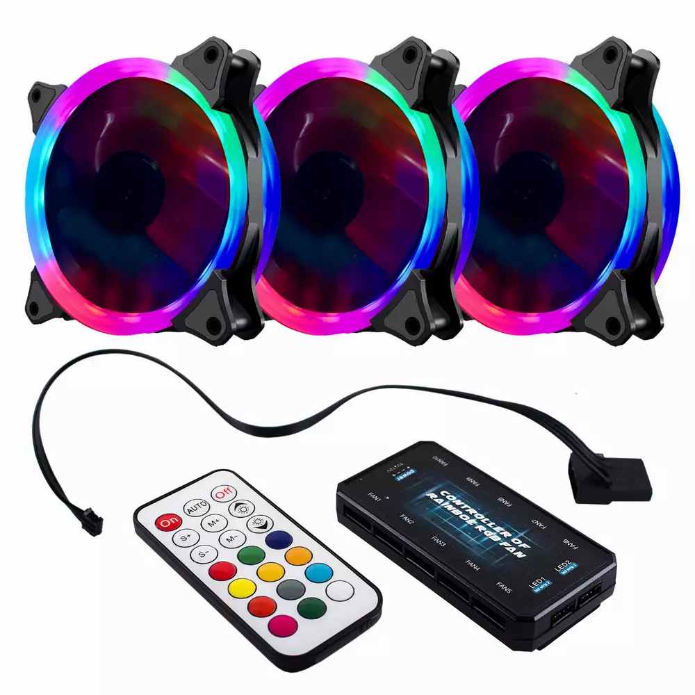 Вентилатори Makki FAN SET 3 x Fan 120mm RGB 2 rings, controller, remote