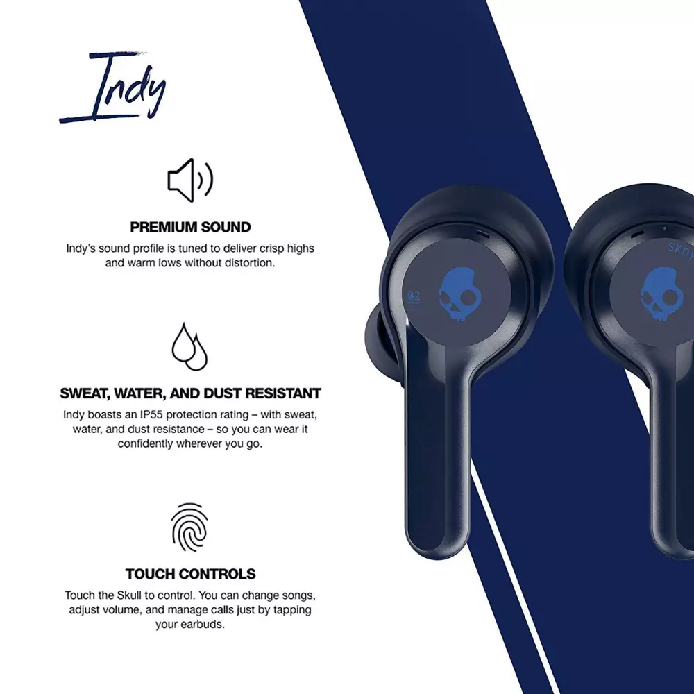 Блутут слушалки Skullcandy Indy True Wireless, Син