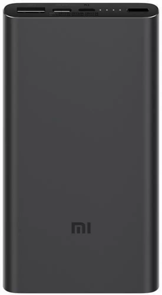 Външна батерия Xiaomi Mi 3, 10000 mAh 18W, USB A: 5V-2,4А, USB-С: 5V-3А, Черна