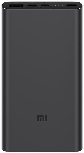 Външна батерия Xiaomi Mi 3, 10000 mAh 18W, USB A: 5V-2,4А, USB-С: 5V-3А, Черна