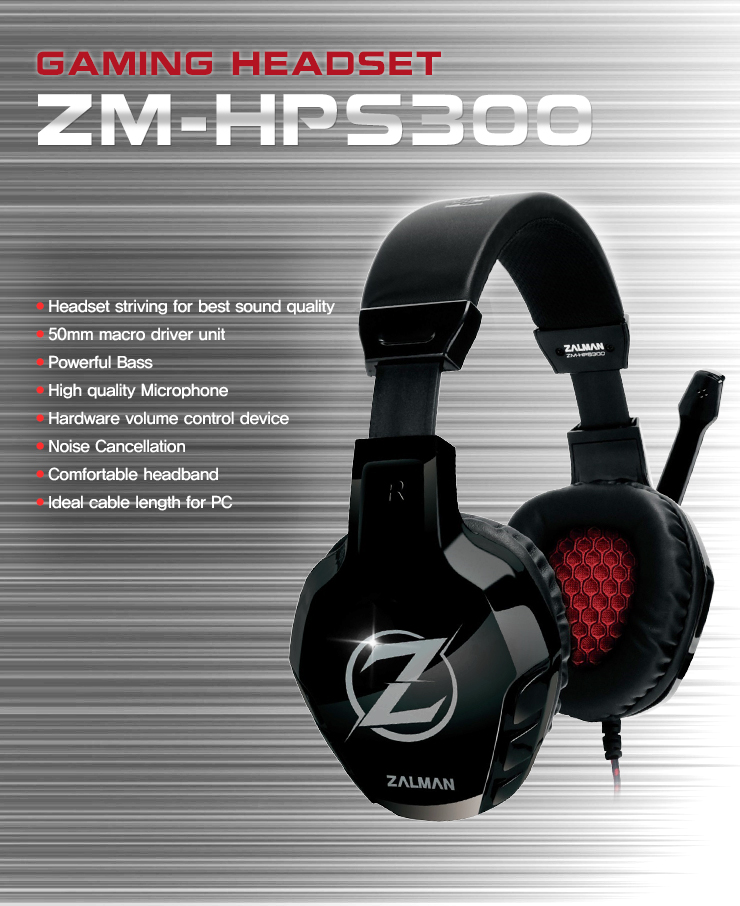 Геймърски слушалки Zalman с микрофон ZM-HPS300