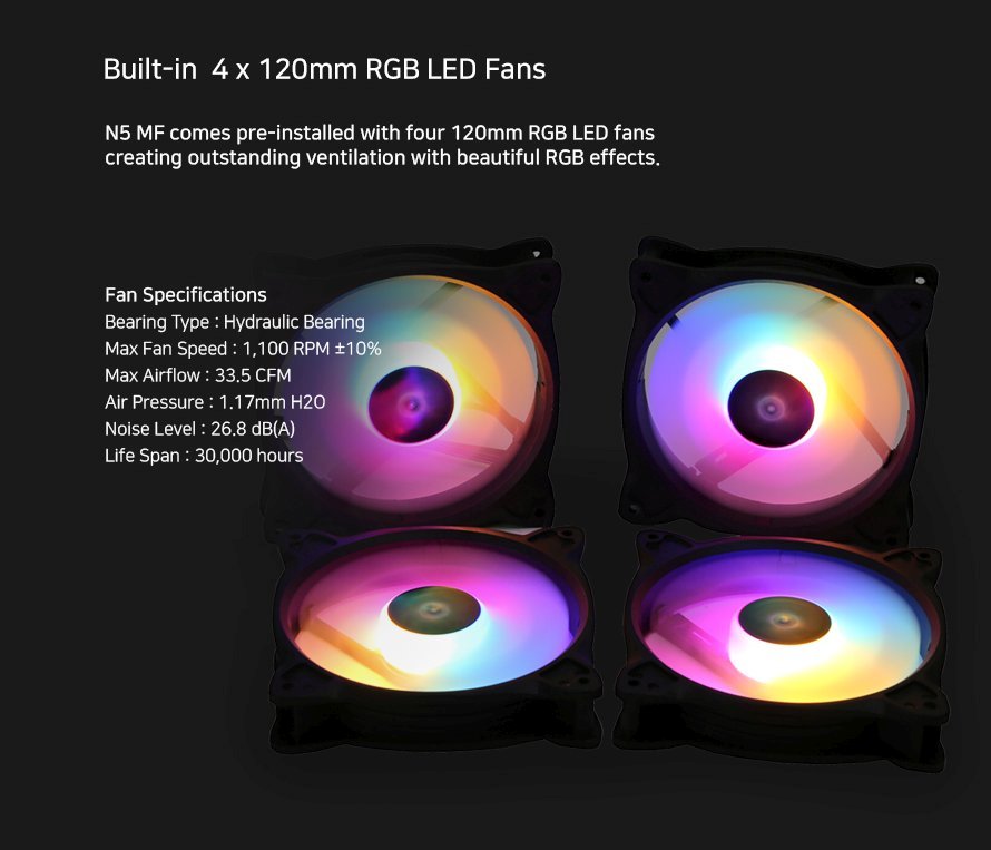 Кутия Zalman N5 MF 4 x 120mm Fixed RGB