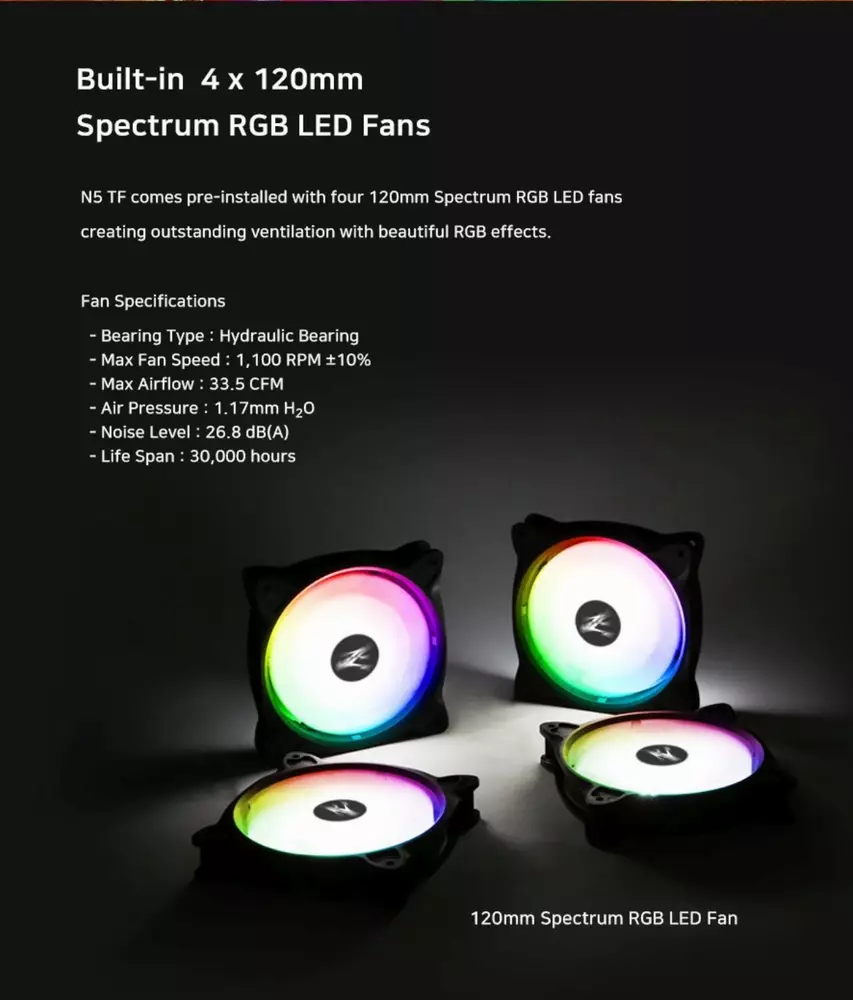 Кутия Zalman N5 TF 4 x 120mm RGB
