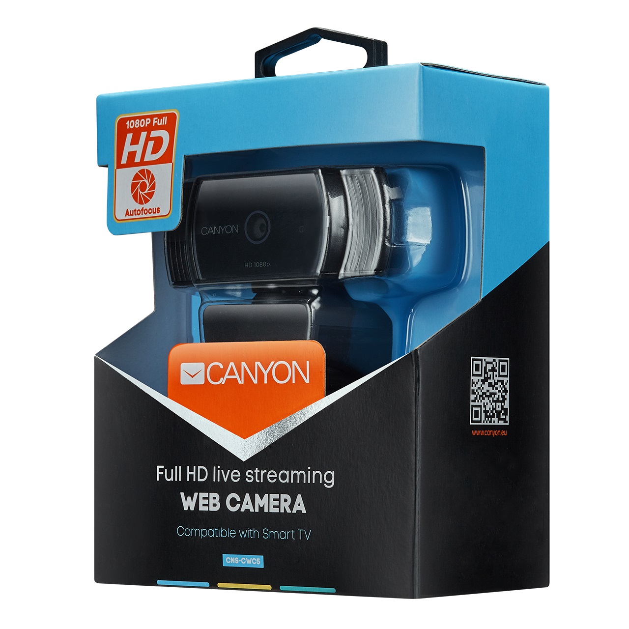 Cameră web Canyon CNS-CWC5 Full HD, 1080p, 30 fps, CMOS, USB2.0, Streaming