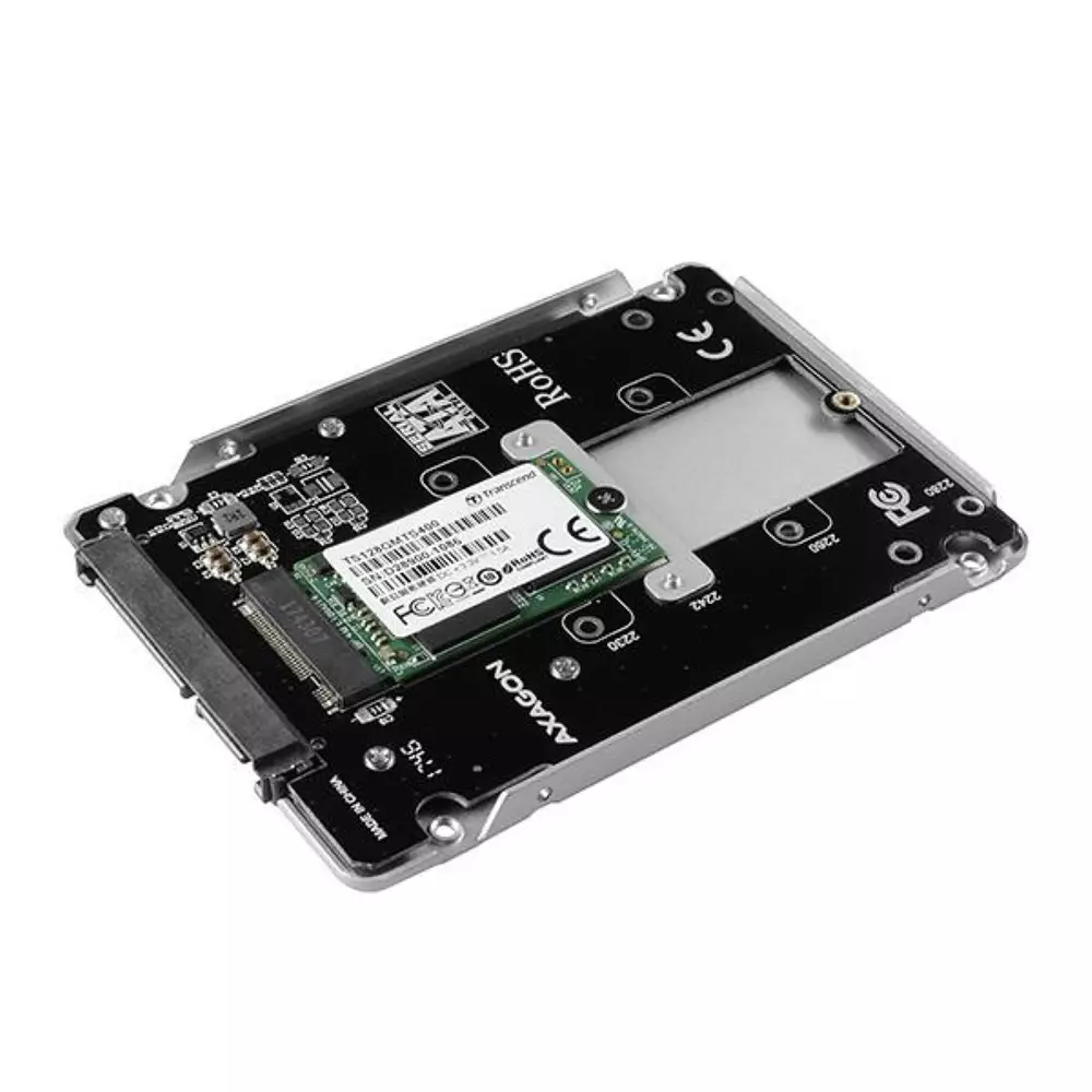 Конвертор Estillo Axagon RSS-M2SD, SATA 6G към M.2 SATA, Алуминий, Сребрист