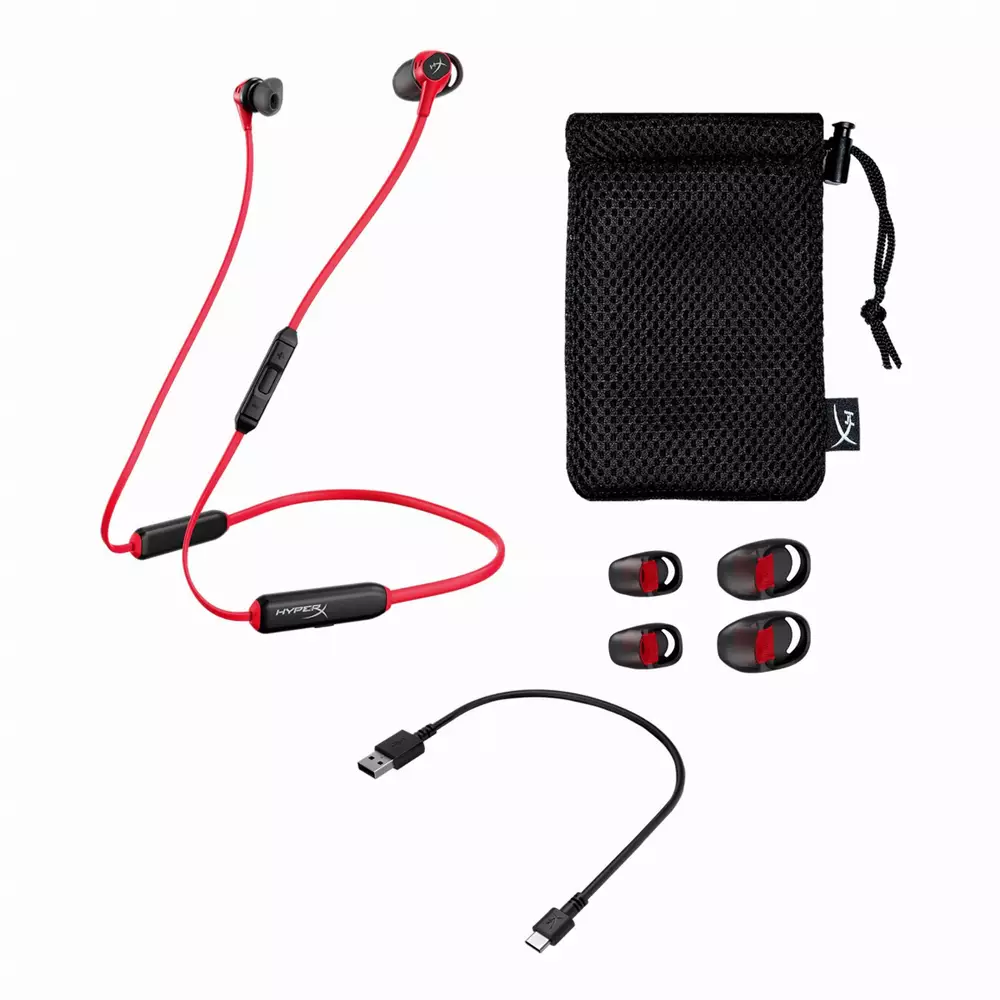 Безжични геймърски слушалки тапи с микрофон HyperX Cloud Buds Wireless, Червен