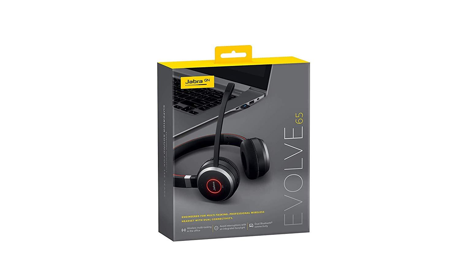 Слушалки Jabra Evolve 65 UC Stereo, Микрофон, Черни 