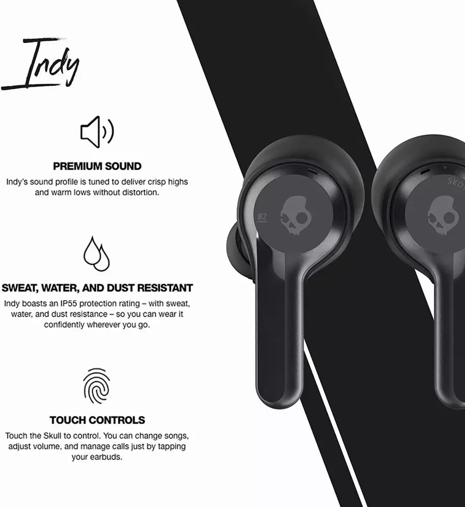 Блутут слушалки Skullcandy Indy True Wireless, Черен