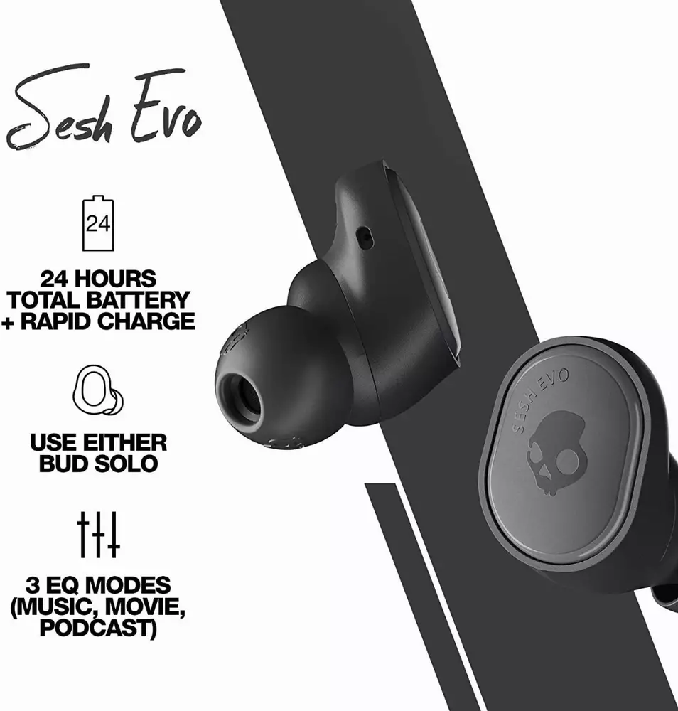 Блутут слушалки Skullcandy Sesh Evo True Wireless, Черен