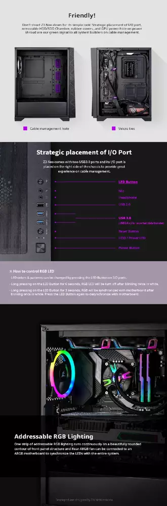 Кутия Zalman Z3 NEO aRGB ATX Case