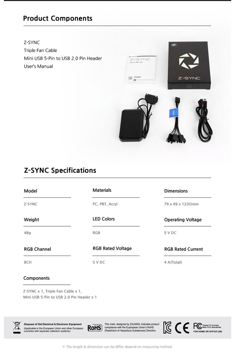 Контролер за вентилатори Zalman RGB Fan Hub 8ch aRGB - Z-SYNC