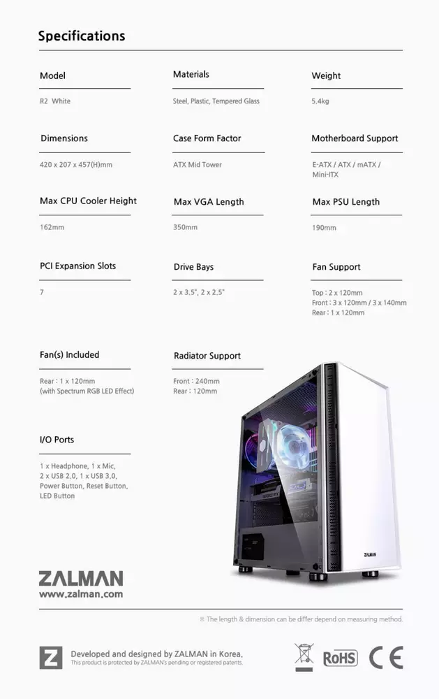 Кутия Zalman R2 WHITE ATX CASE