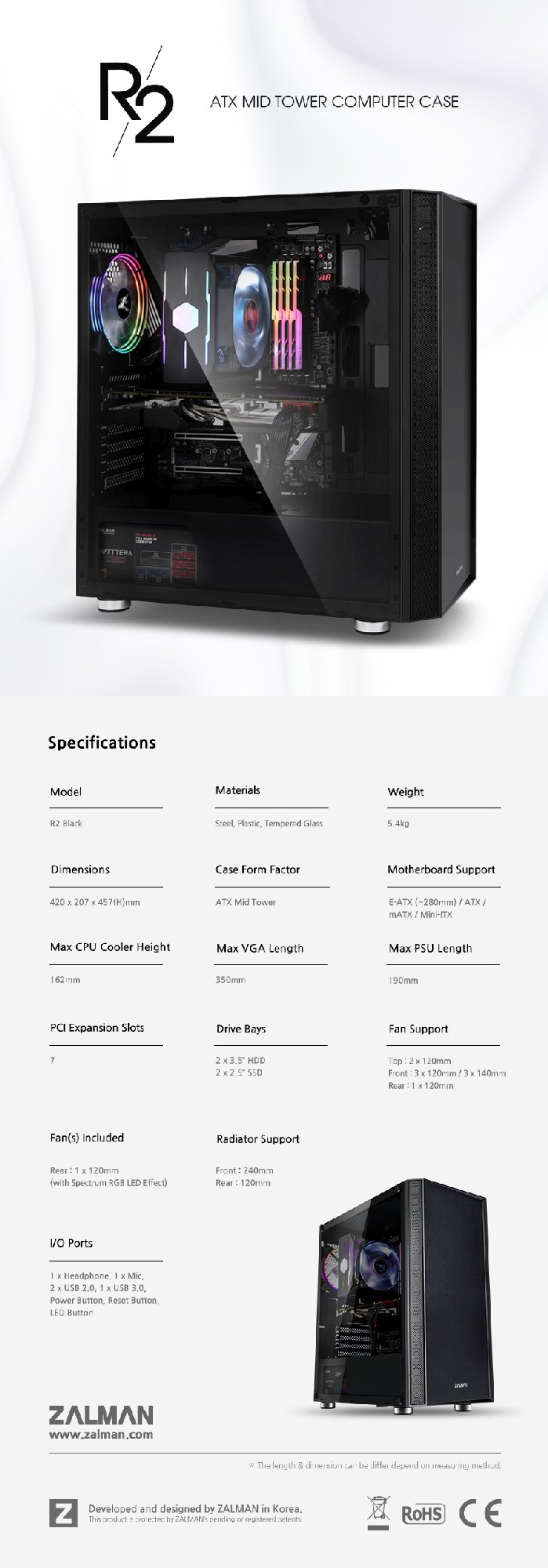 Кутия Zalman R2 BLACK ATX Case