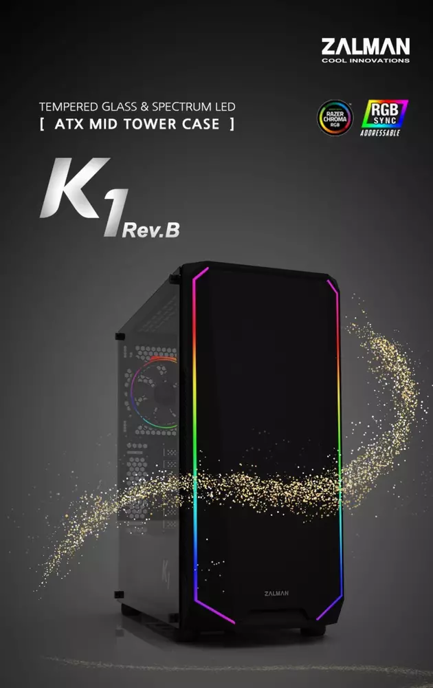 Кутия Zalman K1 Rev.B aRGB Tempered Glass ATX Case