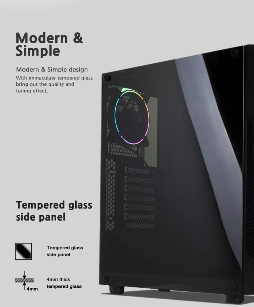 Кутия Zalman K1 Rev.B aRGB Tempered Glass ATX Case