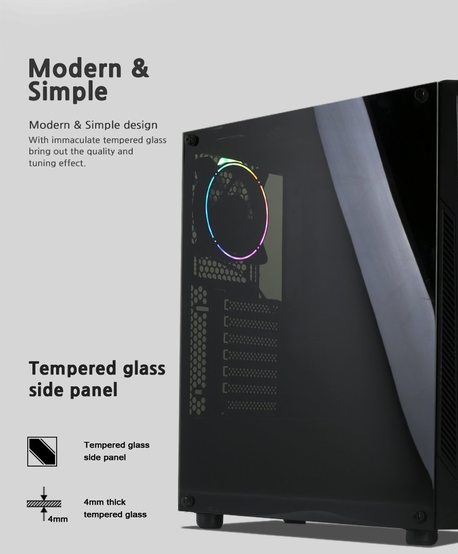 Кутия Zalman K1 Rev.B aRGB Tempered Glass ATX Case