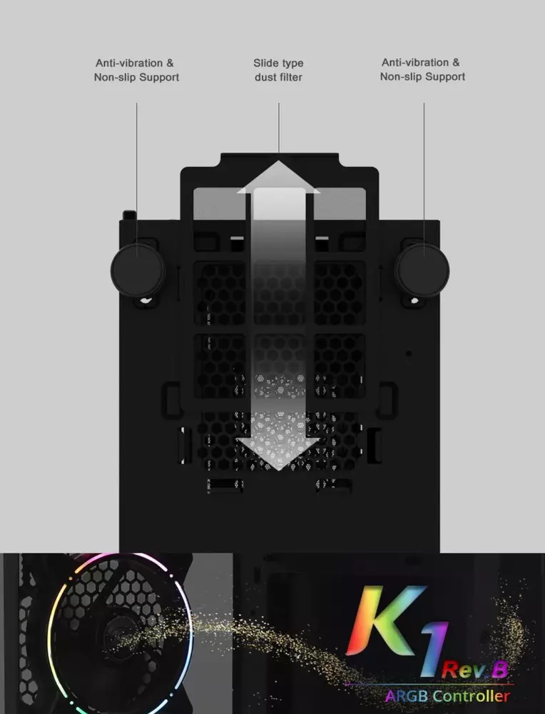 Кутия Zalman K1 Rev.B aRGB Tempered Glass ATX Case