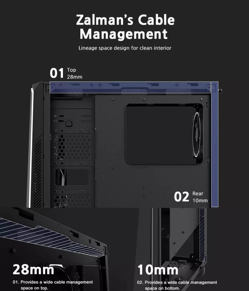 Кутия Zalman K1 Rev.B aRGB Tempered Glass ATX Case
