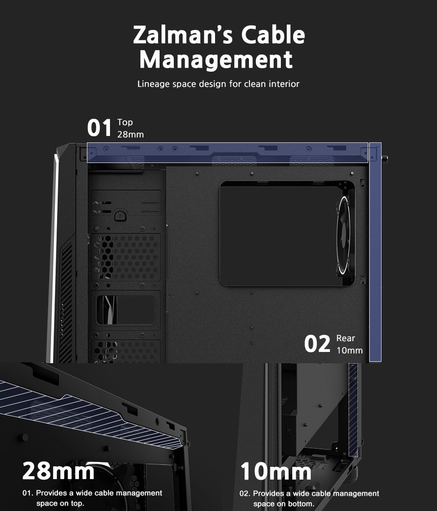 Кутия Zalman K1 Rev.B aRGB Tempered Glass ATX Case