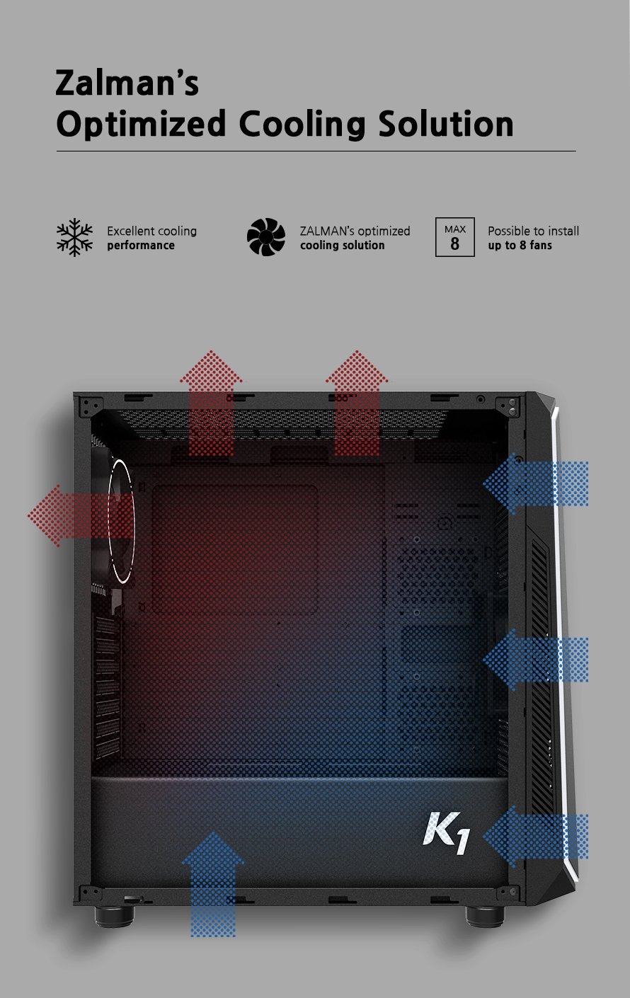 Кутия Zalman K1 Rev.B aRGB Tempered Glass ATX Case