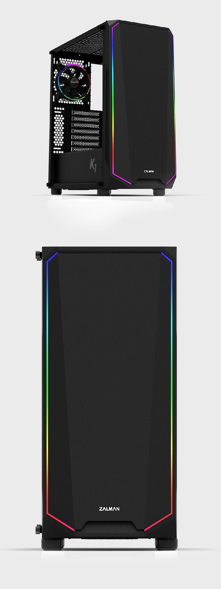Кутия Zalman K1 Rev.B aRGB Tempered Glass ATX Case