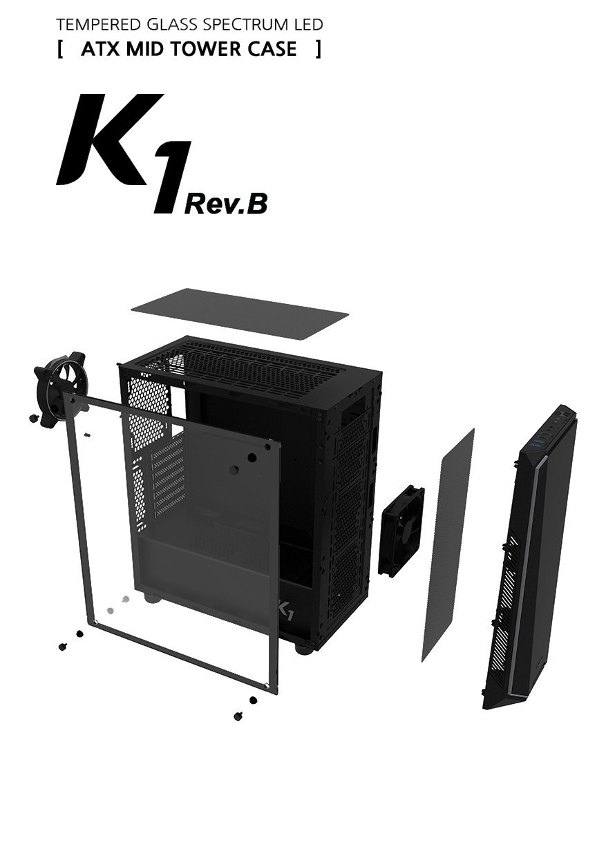 Кутия Zalman K1 Rev.B aRGB Tempered Glass ATX Case