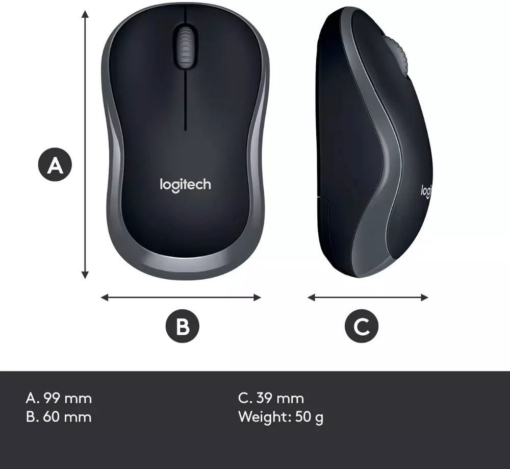 Безжична мишка LOGITECH M185 Black/Grey