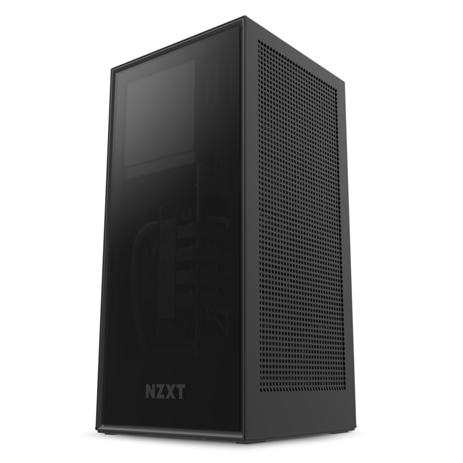Кутия NZXT H1 Matte Black с PSU, AIO Liquid Cooler, GPU Riser