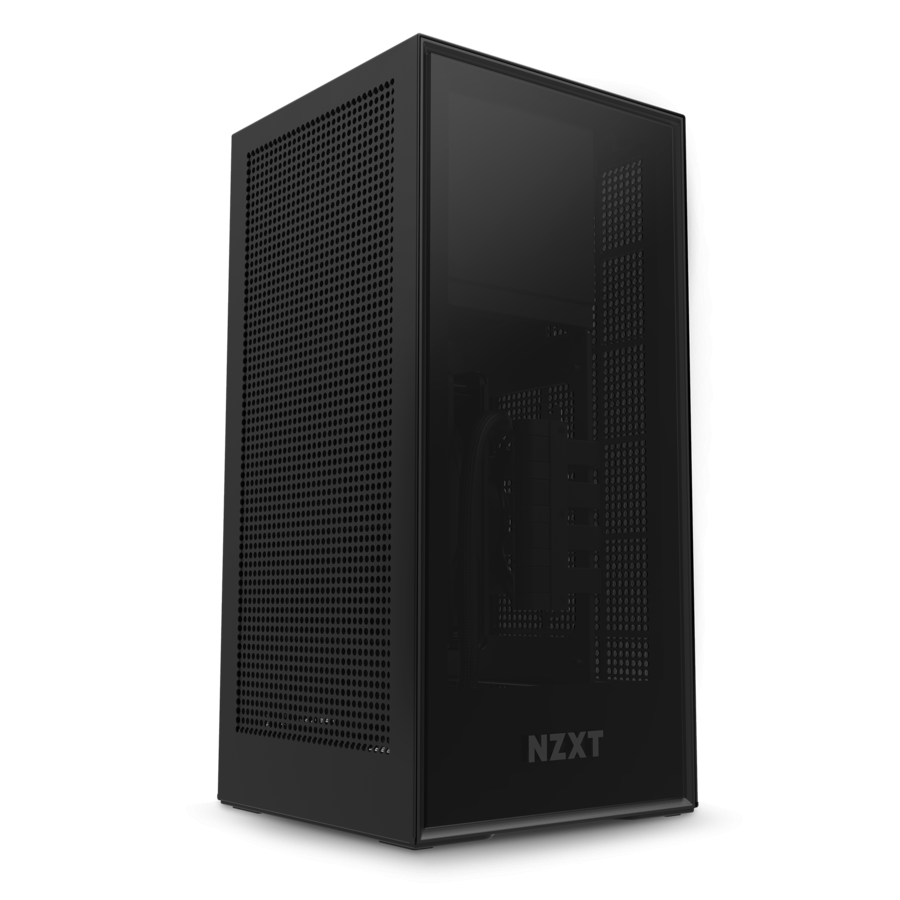 Кутия NZXT H1 Matte Black с PSU, AIO Liquid Cooler, GPU Riser