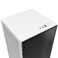 Кутия NZXT H1 Matte White с PSU, AIO Liquid Cooler, GPU Riser