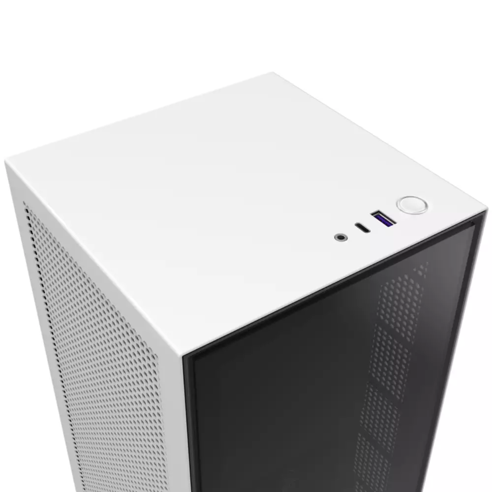 Кутия NZXT H1 Matte White с PSU, AIO Liquid Cooler, GPU Riser