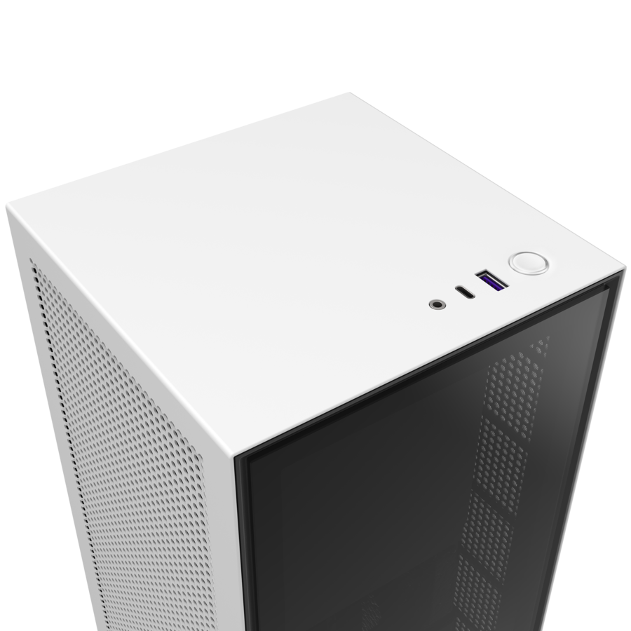 Кутия NZXT H1 Matte White с PSU, AIO Liquid Cooler, GPU Riser