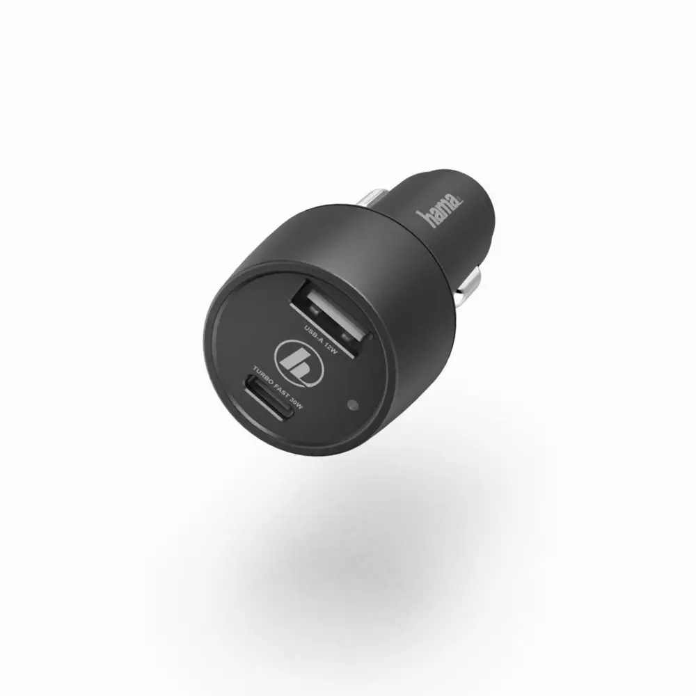 Зарядно за кола HAMA, USB Type-C + USB-A, Power Delivery (PD), 42W, Черен