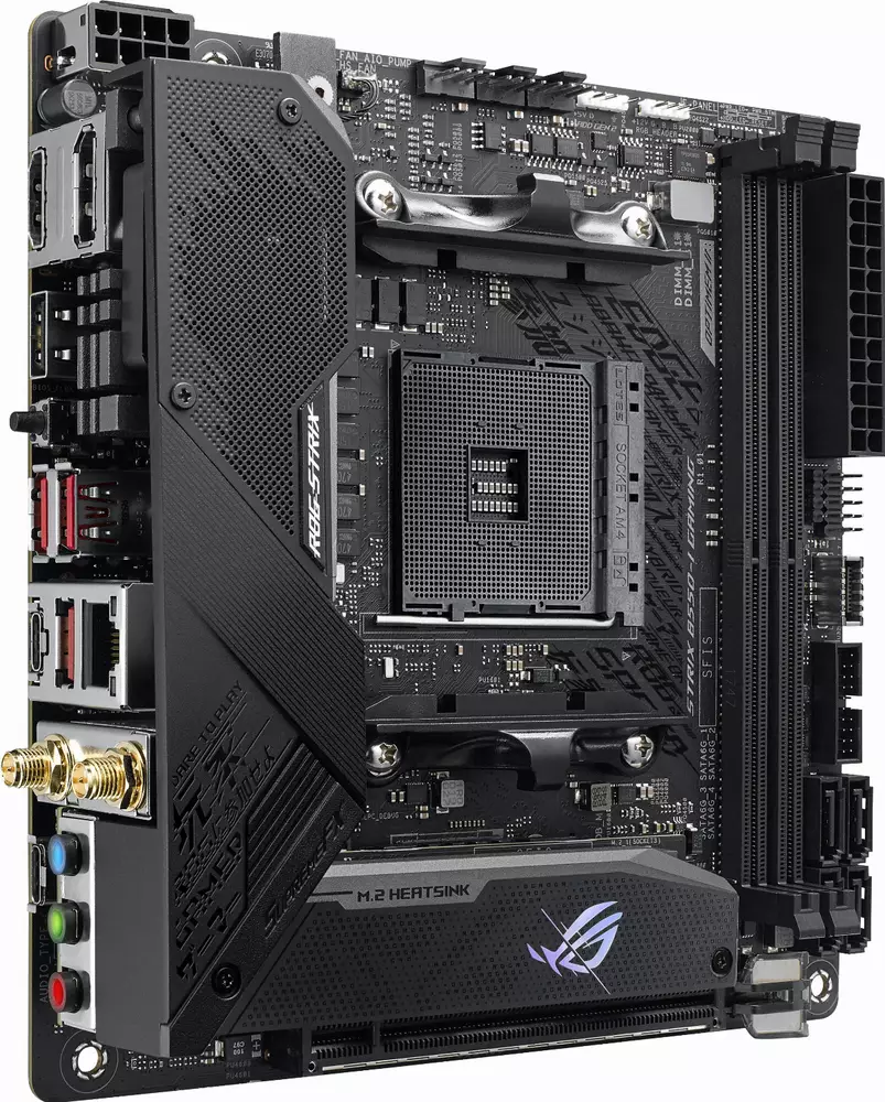 Дънна платка ASUS ROG STRIX B550-I GAMING (WI-FI 6) socket AM4, mITX, 2xDDR4, Aura Sync, PCIe 4.0, Dual M.2, 2.5GB Lan