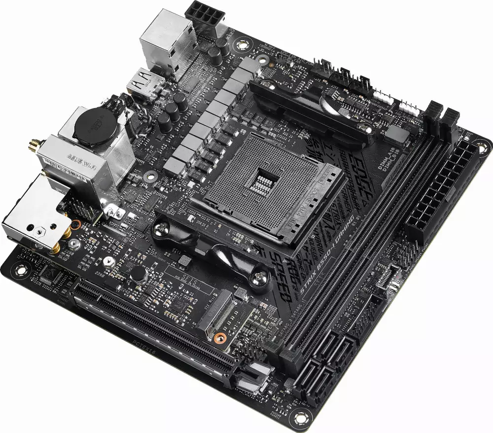 Дънна платка ASUS ROG STRIX B550-I GAMING (WI-FI 6) socket AM4, mITX, 2xDDR4, Aura Sync, PCIe 4.0, Dual M.2, 2.5GB Lan