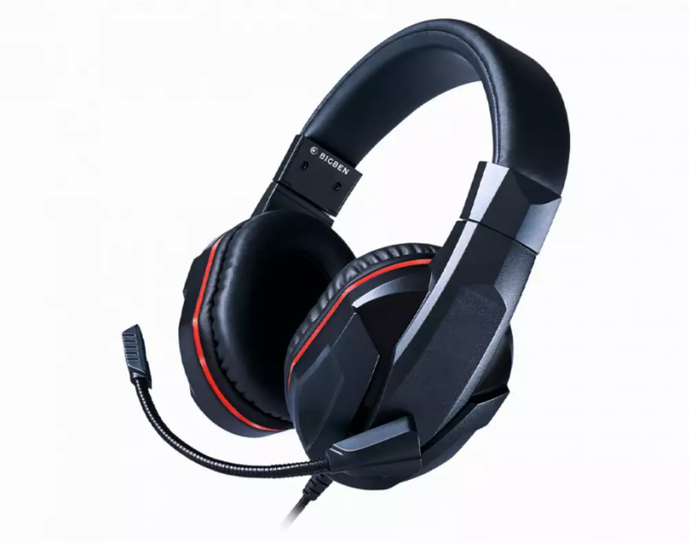 Геймърски слушалки BigBen Nintendo Switch Headset, Микрофон, Черен/Червен