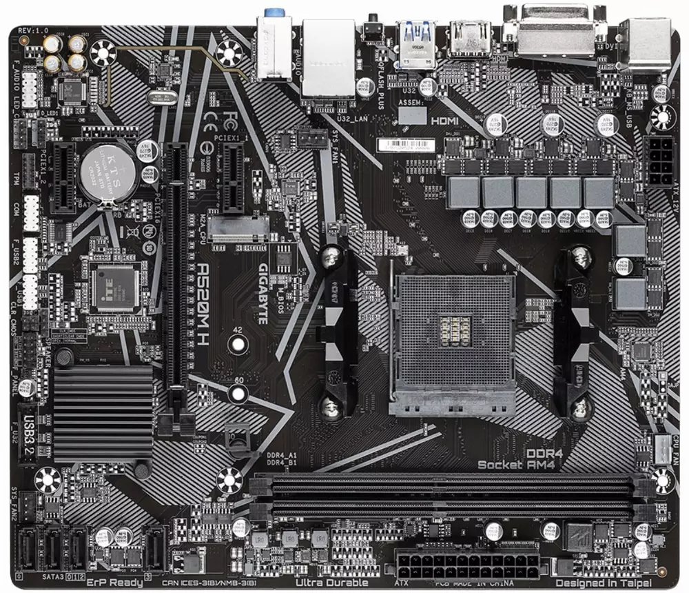 Дънна платка GIGABYTE A520M H