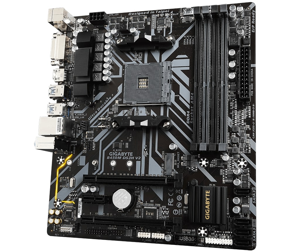 Дънна платка GIGABYTE B450M DS3H V2