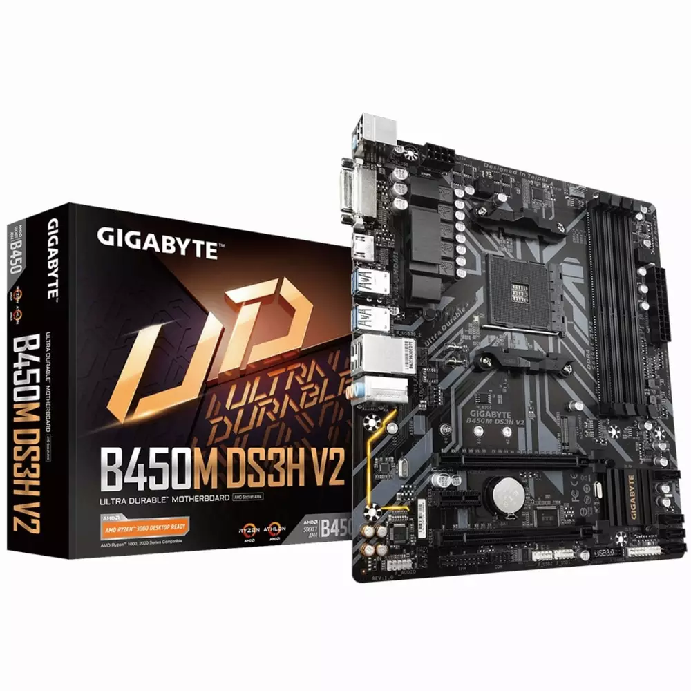 Дънна платка GIGABYTE B450M DS3H V2