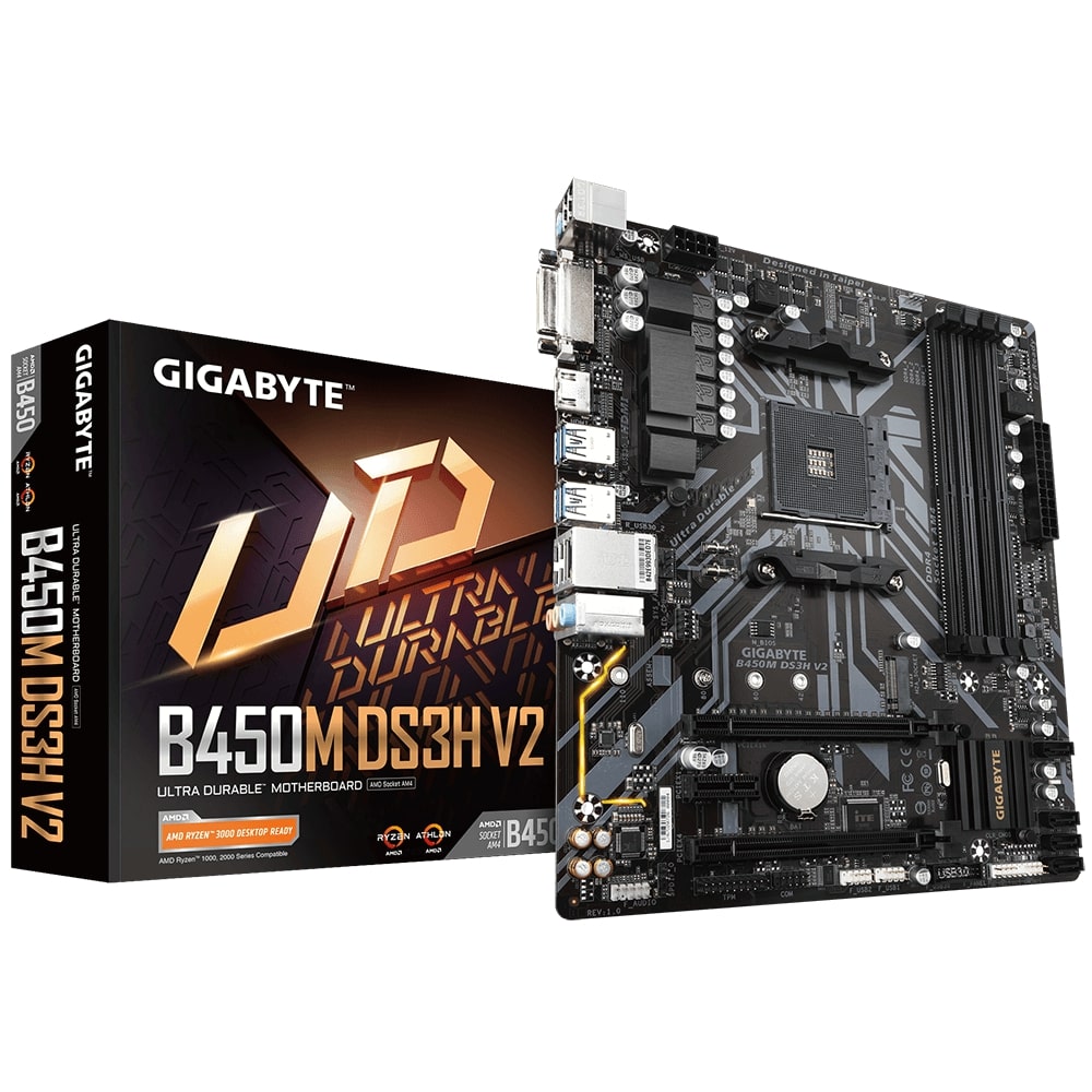 Дънна платка GIGABYTE B450M DS3H V2