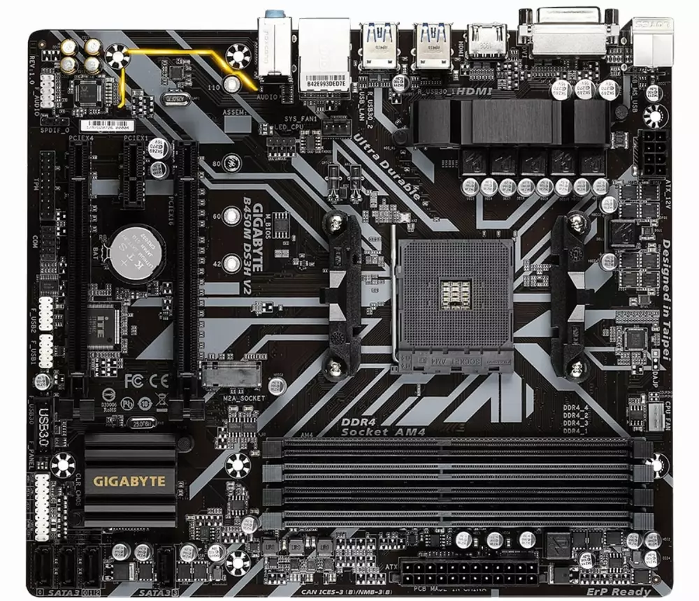 Дънна платка GIGABYTE B450M DS3H V2