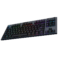 Безжична геймърска механична клавиатура Logitech, G915 TKL Black Lightsync RGB, Clicky суичове