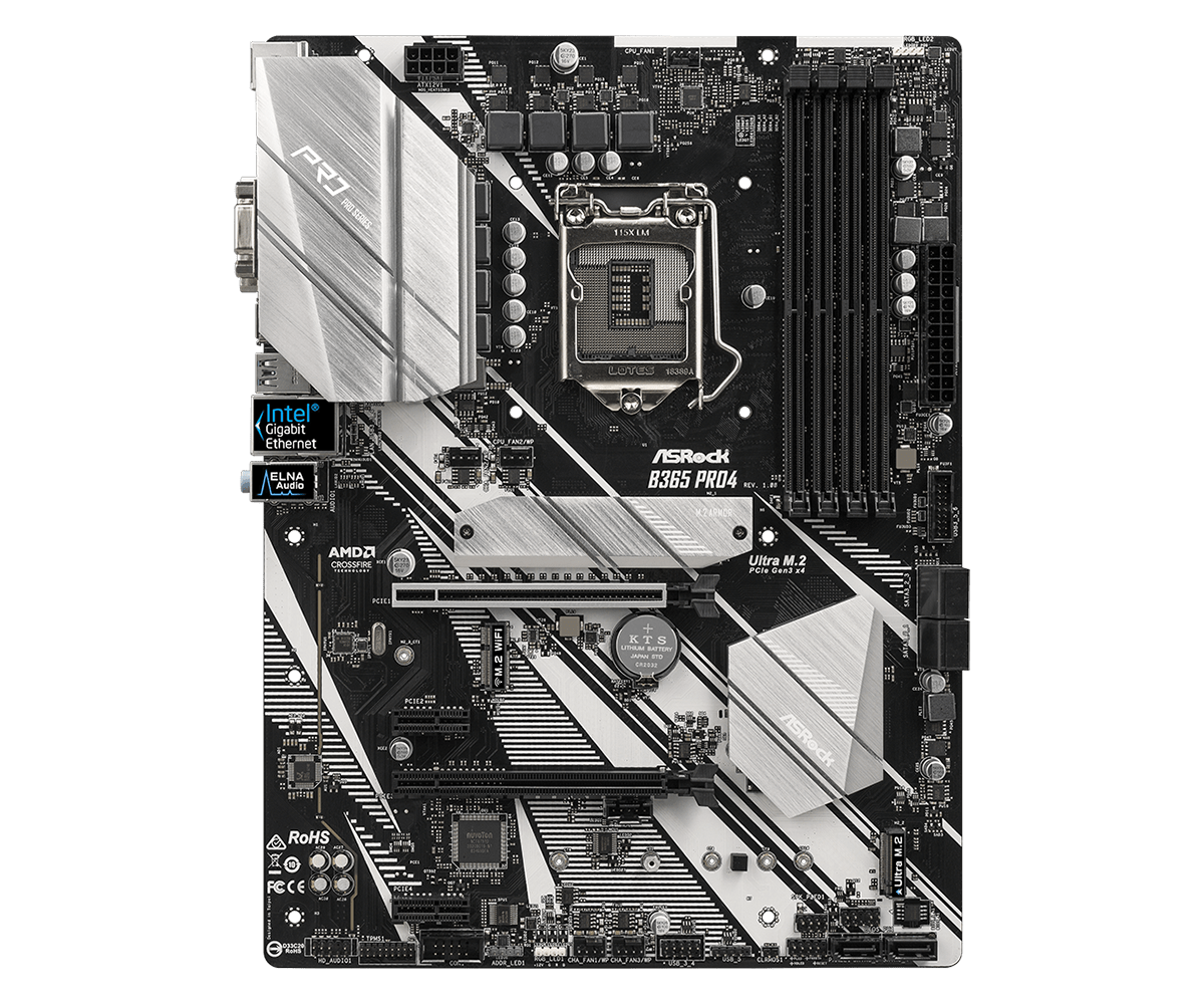 Дънна платка ASROCK B365-PRO4, Socket 1151 (300 Series), 4 x DDR4